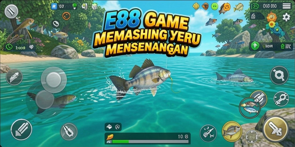 Gameplay E88 yang menarik dengan berbagai jenis ikan dan lokasi memancing.
