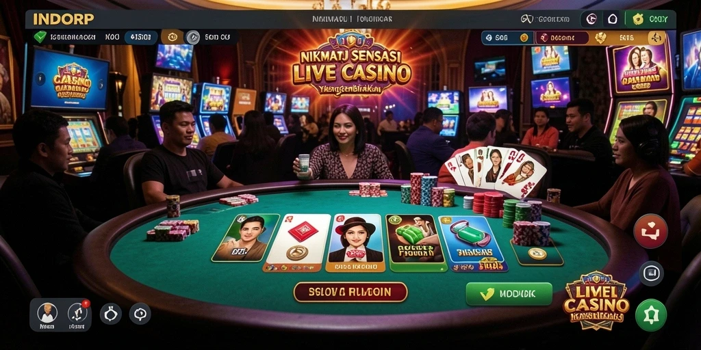 Tampilan gameplay Live Casino di INDORP yang mendebarkan.