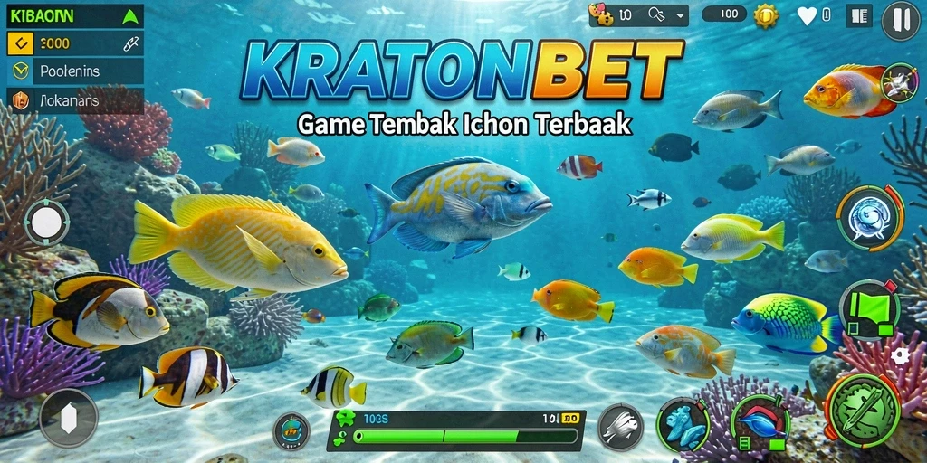 Tampilan gameplay seru dari KRATONBET dalam menembak ikan.