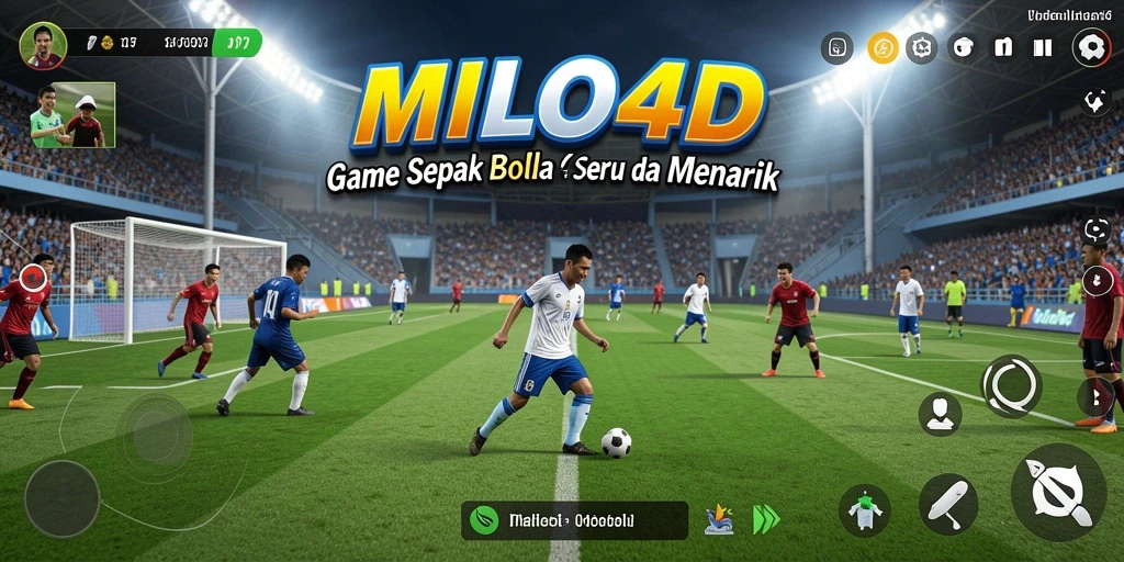Tampilan gameplay sepak bola yang seru dan mendebarkan.
