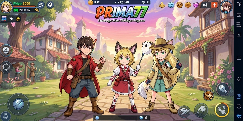Screenshot gameplay PRIMA77 yang menampilkan aksi karakter anime.