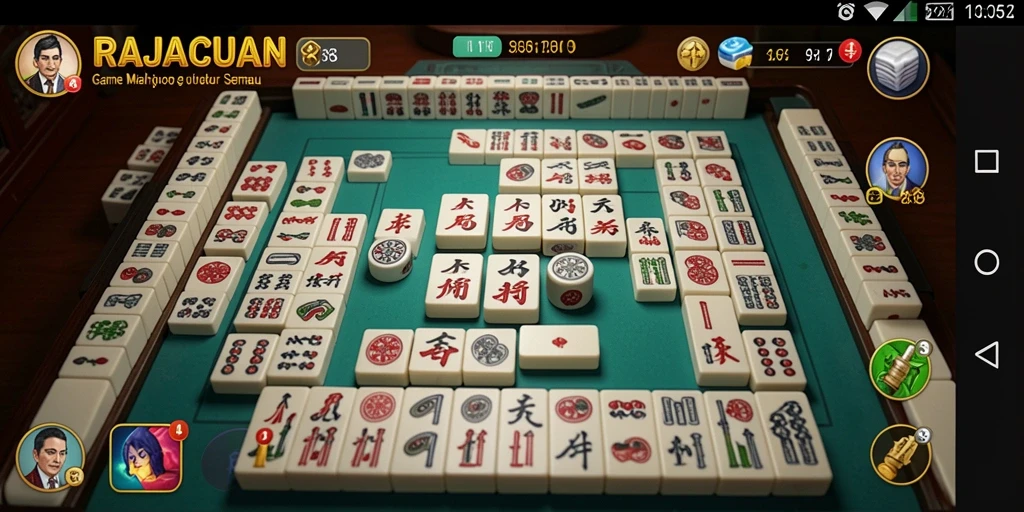 Tampilan gameplay menarik dari RAJACUAN yang menghadirkan Mahjong klasik.