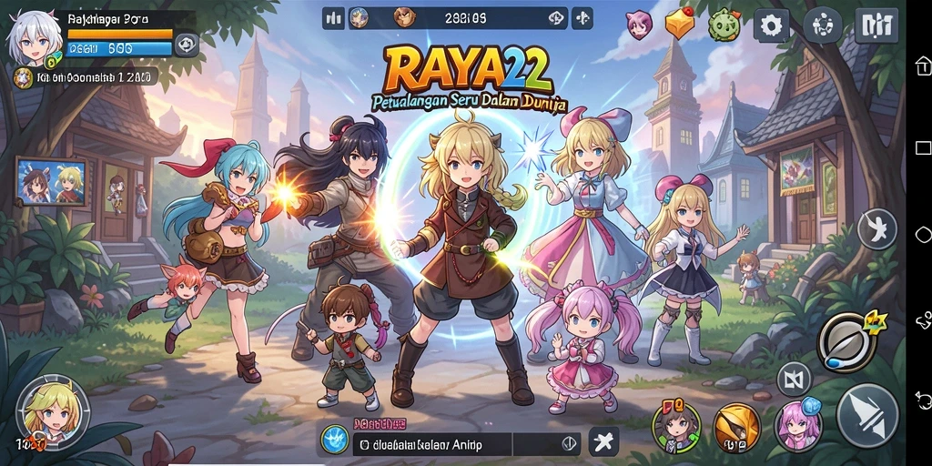 Screenshot gameplay RAYA22 menampilkan pertarungan penuh aksi di dunia Anime.