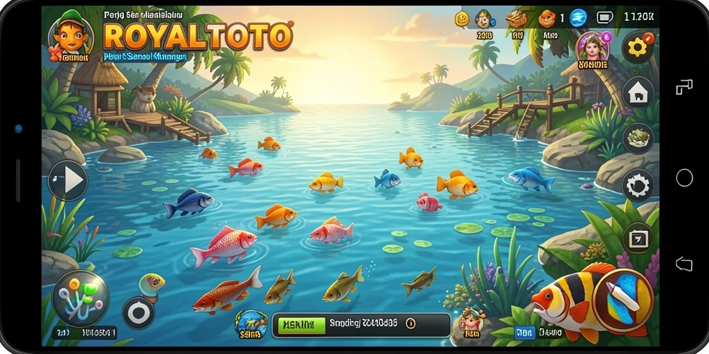 Screenshot gameplay ROYALTOTO menampakkan suasana memancing yang realistis.