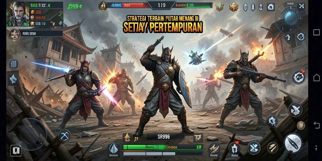 Tangkapan layar SR996 menampilkan pertempuran strategis yang intens.